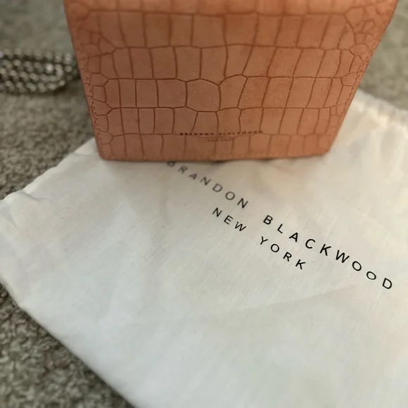 Brandon Blackwood, Mini Sophia bag, pink croc w/silver chain! Bags